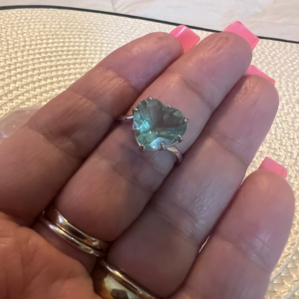 Heart-Shaped Prasolite & Silver Ring
